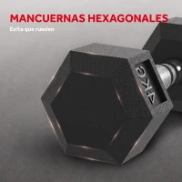 HOMCOM Juego de Mancuernas de 2x4 kg con Barra de Conexión Metálica y Cabeza Hexagonal para Entrenamiento en Casa Negro y Plata(m-5)