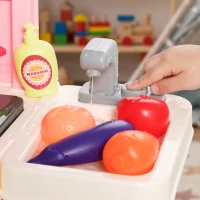 AIYAPLAY Kinderküche Kinder 33-teilig Spielküche Zubehör mit Licht, Sound, Stauraum, Spielspüle, Herd und Backofe 3-6 Jahren(m-8)