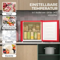 HOMCOM Tischgefrierschrank mit 35 Liter Kapazität, kleiner Gefrierschrank mit umkehrbarer Tür, Rot(m-4)
