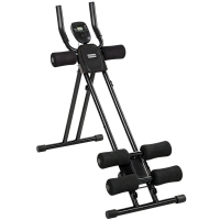 SPORTNOW Appareil à Abdominaux Pliable avec Écran LCD, Double Rail, Mousse PVC, Cadre en Acier, 92x41x83cm, Noir