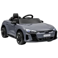 HOMCOM Kinder-Elektroauto mit Fernbedienung, Sicherheitsgurt, Hupe, Musik, Scheinwerfer, bis 5 km/h, 3-5 Jahre, Grau(m-1)