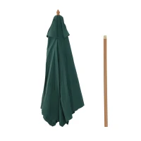 Outsunny Ombrellone da Giardino 2.5x2.3m a 6 Stecche, in Legno e Poliestere, Verde Scuro(m-11)