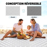 Outsunny Tapis d'extérieur tapis réversible dim. 2,74L x 1,82l m - PP Haute densité 310 g/m² Gris et blanc(m-7)