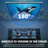 HOMCOM Telo per Proiettore 100" Rapporto 16:9, Fissaggio a Muro e Soffitto per Casa e Ufficio, Bianco(m-5)