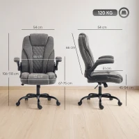 HOMCOM Office Chair, Ergonomic Desk Chair with Flip-up Armrest, Pocket Springs, Swivel Wheels, Adjustable Height, Dark Grey(m-3)
