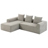 HOMCOM Ecksofa aus Chenille, 3‑Sitzer L‑Form 242 cm mit Ottomane, tiefe Sitzfläche, breite Armlehnen, Hellgrau(m-1)