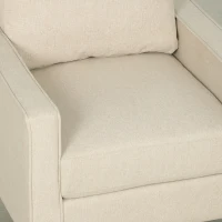 HOMCOM Accent Chair, Removable Pillow Linen Armchair with Comfy Spring Cushion for Living Room, Bedroom, Study, Cream(m-12)