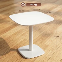 HOMCOM Table à manger pour 4 personne table de cuisine carrée style moderne avec plateau aspect bois, 70 x 70 cm, blanc(m-3)