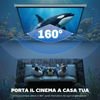 HOMCOM Telo Proiettore Motorizzato da 100 Pollici 4K HD Formato 4:3, Schermo Proiettore Motorizzato Elettrico Antirughe con Telecomando, Telo Videoproiettore per Casa, Cinema, Ufficio, Home, Bianco(m-5)