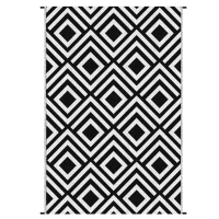 Outsunny Reversible Outdoor Rug, Plastic Straw Mat w/ Carry Bag Ground Stakes for Garden RV Picnic Beach Camping 182x274cm Black(m-15)