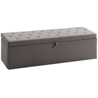 HOMCOM Puff Almacenaje, Banco Almacenaje 141L 137x41x42 cm Tapizado en Terciopelo Baúl de Almacenamiento Carga 240 kg Gris