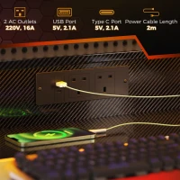 HOMCOM Two-Level LED Gaming Desk - Black(m-5)