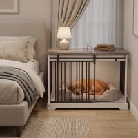PawHut 100 cm Large Dog Crate Furniture with Sliding Barn Door for Large Dogs, White(m-9)