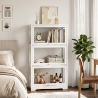 HOMCOM Vitrine Expositora para Coleções com 3 Níveis e Portas Elevatórias em Acrílico para Figuras 59x30x106 cm Branco(m-9)