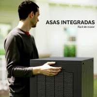 Outsunny Baúl de Almacenaje Exterior de Polipropileno Impermeable con Asas y Soporte para Candado 56x41x50 cm Negro(m-5)