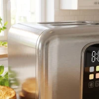 HOMCOM 2 Slice Smart Toaster with Touch Screen & LED Countdown, Toaster with Warming Rack, 6 Browning Levels, Memory Function(m-12)