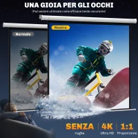 HOMCOM Telo Proiettore Motorizzato da 85" con Telecomando, in Plastica e Metallo, 176.5x8x176.5 cm, Bianco(m-4)
