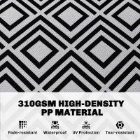 Outsunny Reversible Outdoor Rug, Plastic Straw Mat w/ Carry Bag Ground Stakes for Garden RV Picnic Beach Camping 182x274cm Black(m-4)