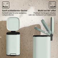 HOMCOM 30L Küchenmülleimer Pedaleimer mit Deckel, Soft-Close- und Offenhalte-Funktion für Küche, Zuhause(m-5)
