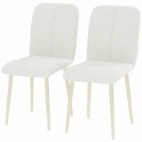 HOMCOM Esszimmerstühle 2er-Set, gepolsterte Küchenstühle in Leinenoptik mit leichten Beinen, Creme(m-8)