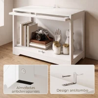 HOMCOM Vitrine Expositora para Coleções com Porta Acrílica Elevatória Deslizante para Figuras Decorativas 59x30x40 cm Branco(m-18)