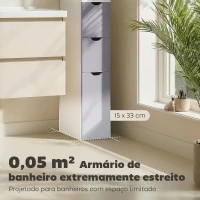 HOMCOM Armário Alto para Casa de Banho com 2 Prateleiras 1 Porta e 2 Gavetas 15x33x136 cm Branco(m-4)
