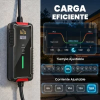 HOMCOM Cable de Carga Coche Eléctrico Tipo 2 3,7kW 5m 6-16A Temporizador 1-12h Enchufe Schuko Pantalla LCD IP65 de Pared Bolsa(m-4)