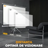 HOMCOM Ecran Proiector 84 Inch cu Trepied Reglabil, din Plastic și Metal, 200x8x118 cm, Alb(m-7)