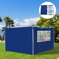 Outsunny 3 Meters Gazebo Replaceable Exchangeable Side Panel Wall Panels Walls With Window, Blue(m-2)