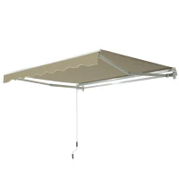 Outsunny Tenda da Sole 2.5x2 m con Braccio Avvolgibile, Tenda Parasole da Esterno a Manovella in Alluminio e Tessuto Poliestere, 280 g/㎡, UV50+, Cachi(m-11)