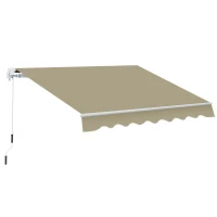 Outsunny Tenda da Sole 2.5x2 m con Braccio Avvolgibile, Tenda Parasole da Esterno a Manovella in Alluminio e Tessuto Poliestere, 280 g/㎡, UV50+, Cachi(m-1)