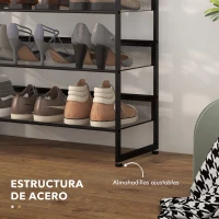 HOMCOM Zapatero de 5 Niveles Zapatero Estrecho de Acero para 15 Pares de Zapatos para Recibidor Entrada Pasillo Negro(m-6)