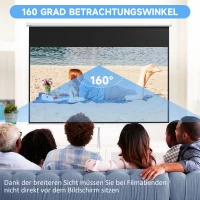 HOMCOM projectiescherm, diagonaal 304,8 cm, 16:9-formaat, wand- of plafondmontage, Wit(m-5)