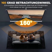 HOMCOM Beamer Leinwand mit Stativ 186 x 105 cm 84 Zoll 16:9 HD 4K Rollo-Leinwand(m-4)