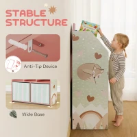 AIYAPLAY Kids Bookshelf with Storage, Toy Storage Unit with Book Display, Shelves and Fabric Drawers for Playroom Nursery, Pink(m-6)