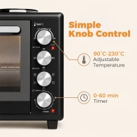 HOMCOM 46L Mini Oven with Dual Hot Plates, Electric Countertop Cooker with Convection, 90–230°C Adjustable Temperature(m-7)