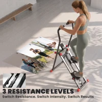 SPORTNOW Stair Stepper for Home Gym with 3 Resistances, Foldable Vertical Stair Climber with Adjustable Handlebar, LCD Monitor(m-4)