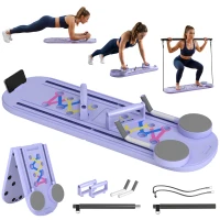 SPORTNOW Platformă Pilates 5 în 1 Pliabilă, Set Reformer pentru Antrenament Acasă, PP, Albastru Deschis(m-11)