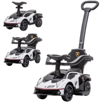 AIYAPLAY 2 en 1 Coche Correpasillos para Niños 12-36 Meses Lamborghini Essenza SCV12 Andador Empujador con Bocina Mango de Empuje y Barandilla Extraíbles 86,5x40x89,5 cm Blanco y Negro(m-11)