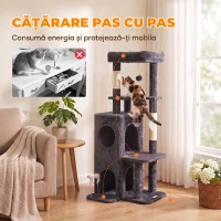 PawHut Ansamblu pentru Pisici, 132 cm, Pluș PAL, Gri Închis(m-6)