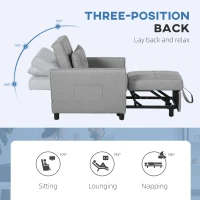 HOMCOM Linen-Look Single Chair Bed - Light Grey(m-5)