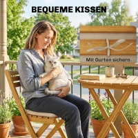 Outsunny Balkonmöbel Set 3 teilig Holz klappbar Gartenmöbel Set mit runder Tisch 2 Stühle Sitzkissen Atmungsaktiv Lamellsitz(m-7)