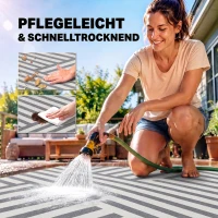 Outsunny Outdoor Wendeteppich, wasserfest, gestreift, 182x274cm, Grau/Creme(m-5)