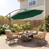 Outsunny Ombrellone da Giardino 3x2.5 m, Inclinabile con Base a Croce e Manovella, in Acciaio e Poliestere(m-9)