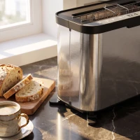 HOMCOM 3-in-1 Electric Mini Oven, Long Slot Toaster and Tabletop Grill, with LED Display, 60 Min Timer, Stainless Steel, 1700W(m-11)