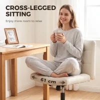 HOMCOM Armless Office Chair, Cross Legged Linen Computer Desk Vanity Chair with Wide Seat, Rocking Function, Beige(m-4)