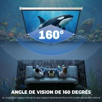 HOMCOM Écran de Projection 100" 4:3 HD 4K, Boîtier en Métal, Écran Hauteur Réglable Manuellement, 203x152cm, Blanc(m-5)