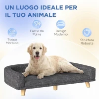 PawHut Divano per Cani di Taglia Grande con Cuscino Sfoderabile, in Poliestere e Legno, 98x67x25 cm, Grigio Scuro(m-7)