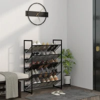 HOMCOM Zapatero de 5 Niveles Zapatero Estrecho de Acero para 15 Pares de Zapatos para Recibidor Entrada Pasillo Negro(m-8)