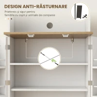 HOMCOM Dulap de Bucătărie pentru Cuptor cu Microunde cu Rafturi Deschise și Dulap cu Suport pentru Condimente, 60x35x169 cm, Alb(m-8)